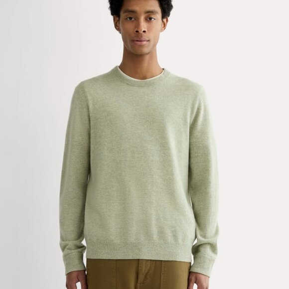 Everlane Men's Cashmere Crew Neck Sweater in Light Heathered Moss, Size Large - Picture 5 of 6